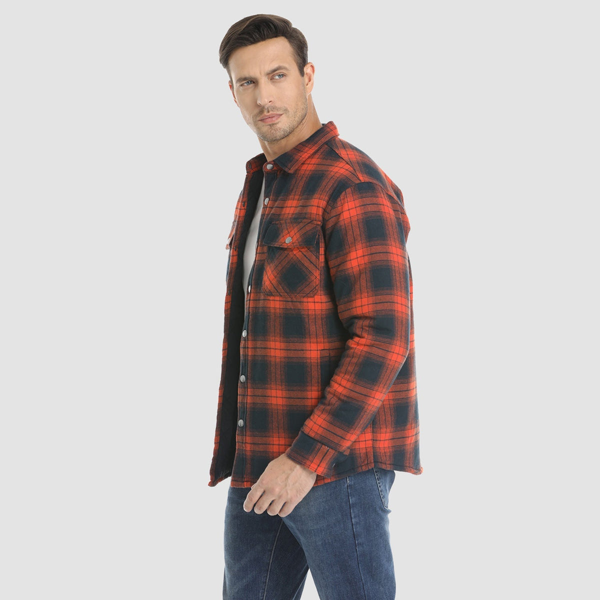 Men's Plaid Quilted Shirt Jacket