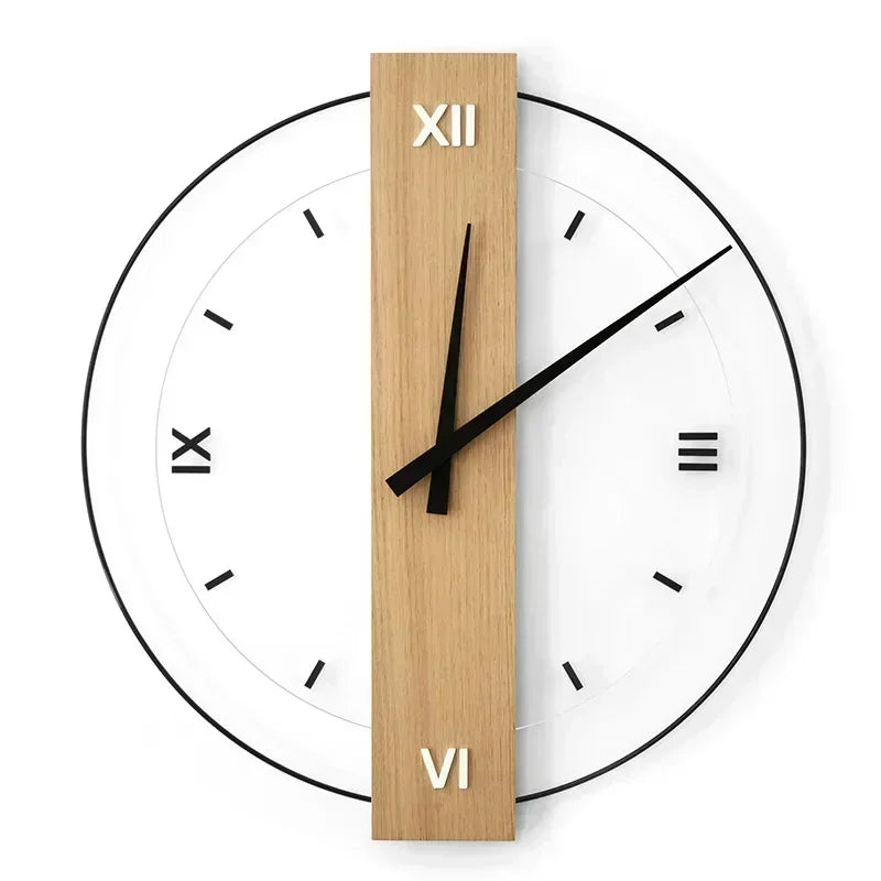 Wood Accent Minimalist Wall Clock