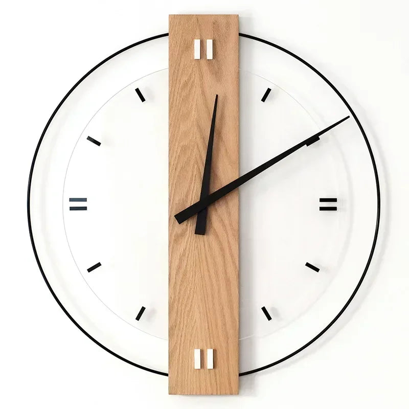 Wood Accent Minimalist Wall Clock