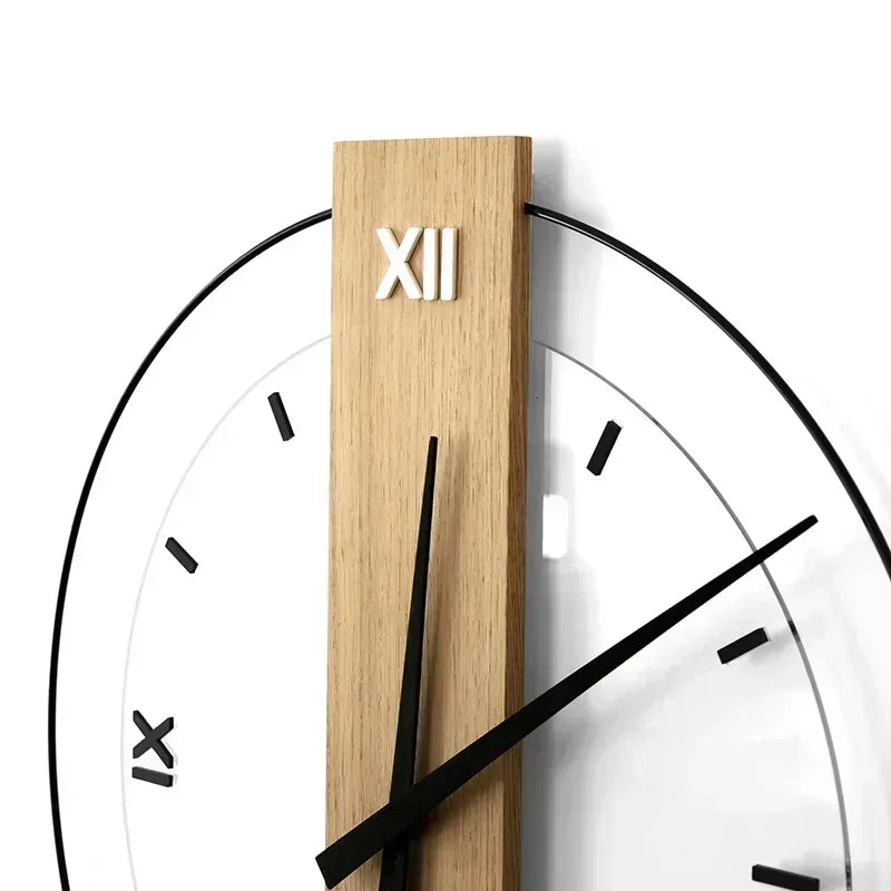 Wood Accent Minimalist Wall Clock