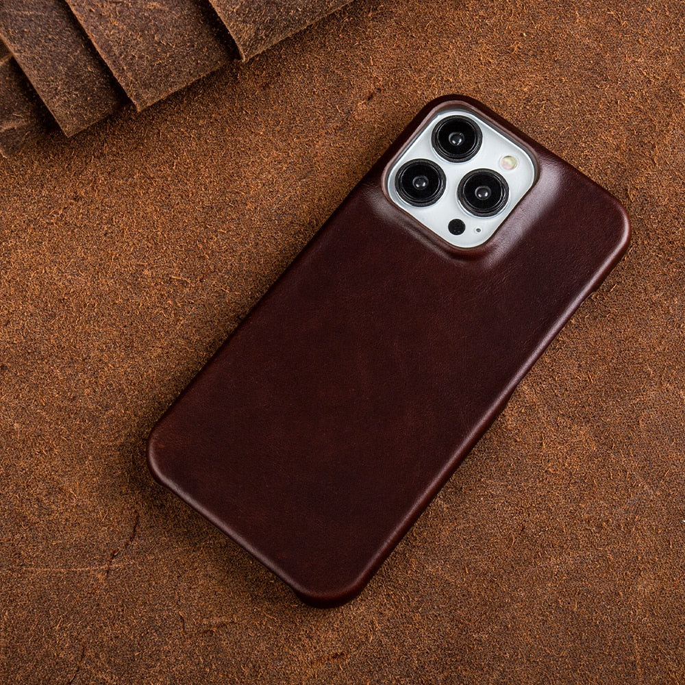 Oil Wax Vegan Leather iPhone Case