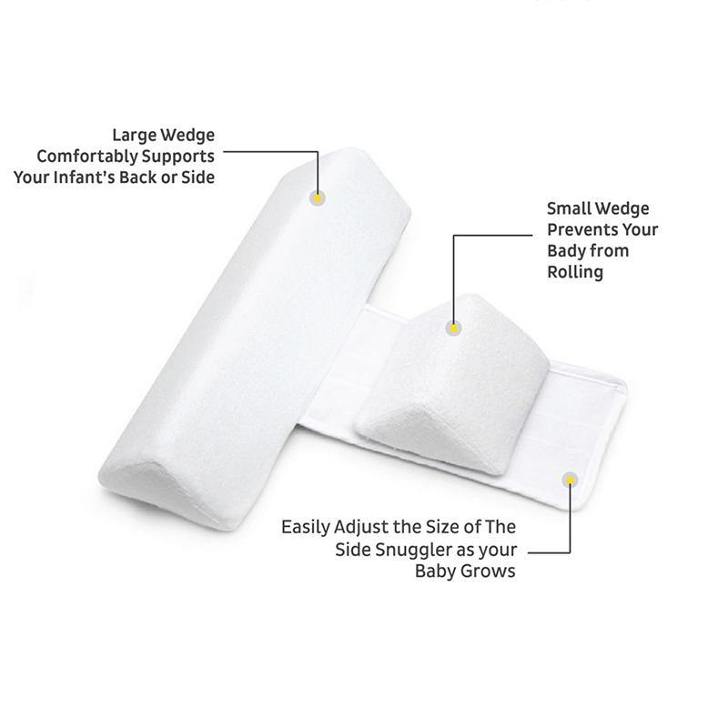 Adjustable baby side sleeper pillow with two wedge sizes for back and side support