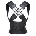 Black posture correction back brace with adjustable shoulder straps and supportive back panel.