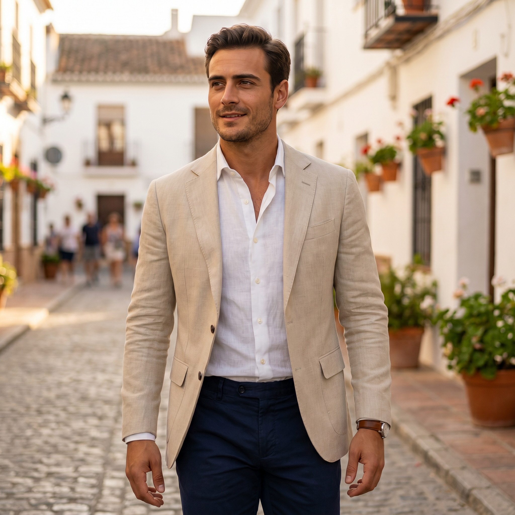 Tailored vent button blazer, close-up detail
