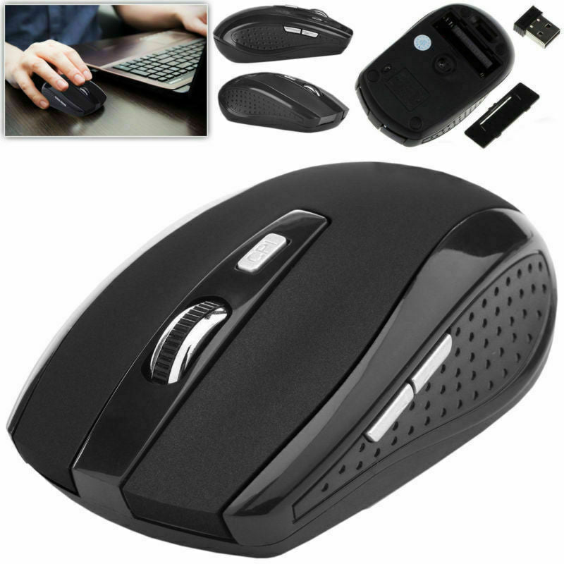Wireless optical mouse, matte black with textured side grip