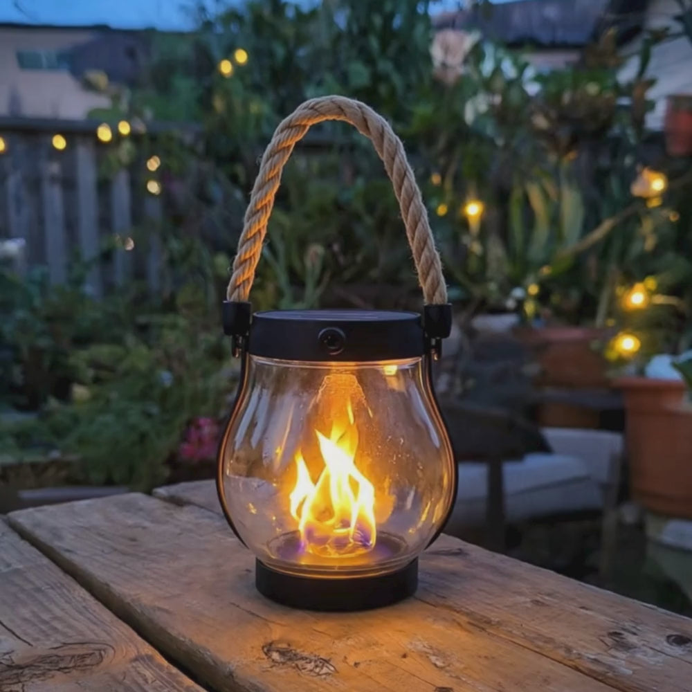 Outdoor Solar Realistic Flame Effect Lantern