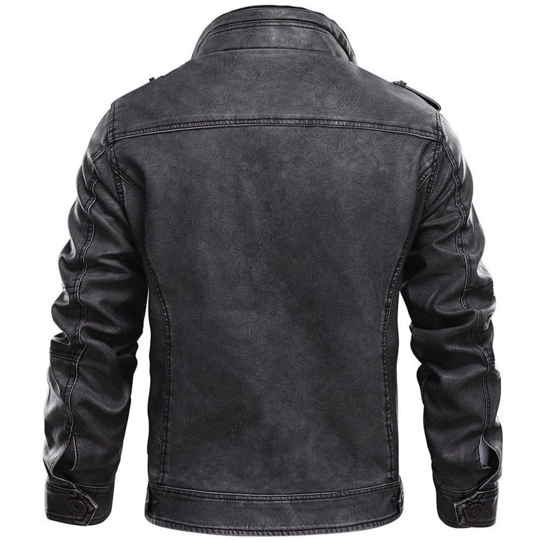 Men's Full Zip Moto Stand Collar Jacket