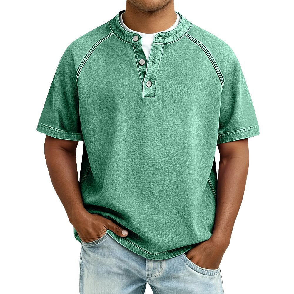 Half-button wash henley shirt, alternate styled view