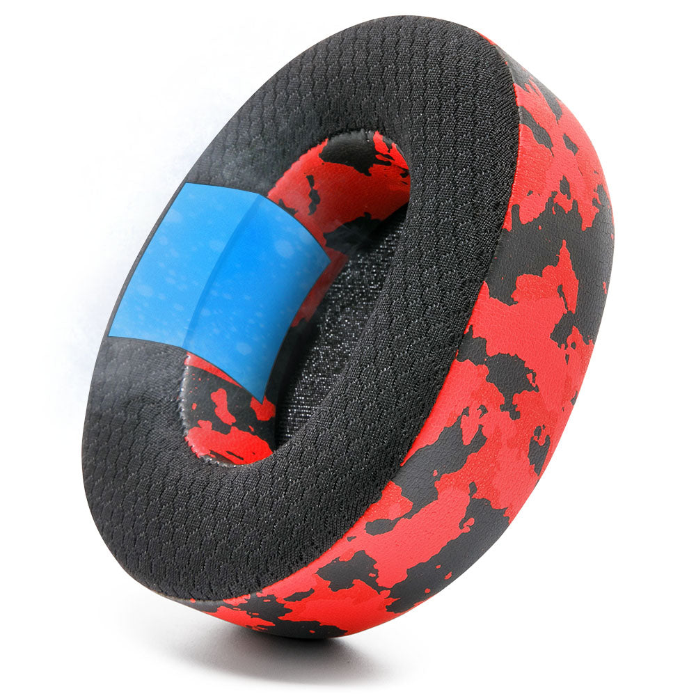 Cooling gel replacement earpads, black foam with red splatter camo pattern
