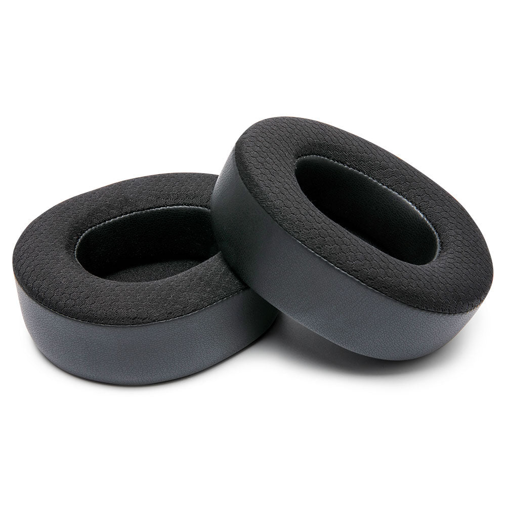 Stacked black replacement earpads, textured outer foam and open center
